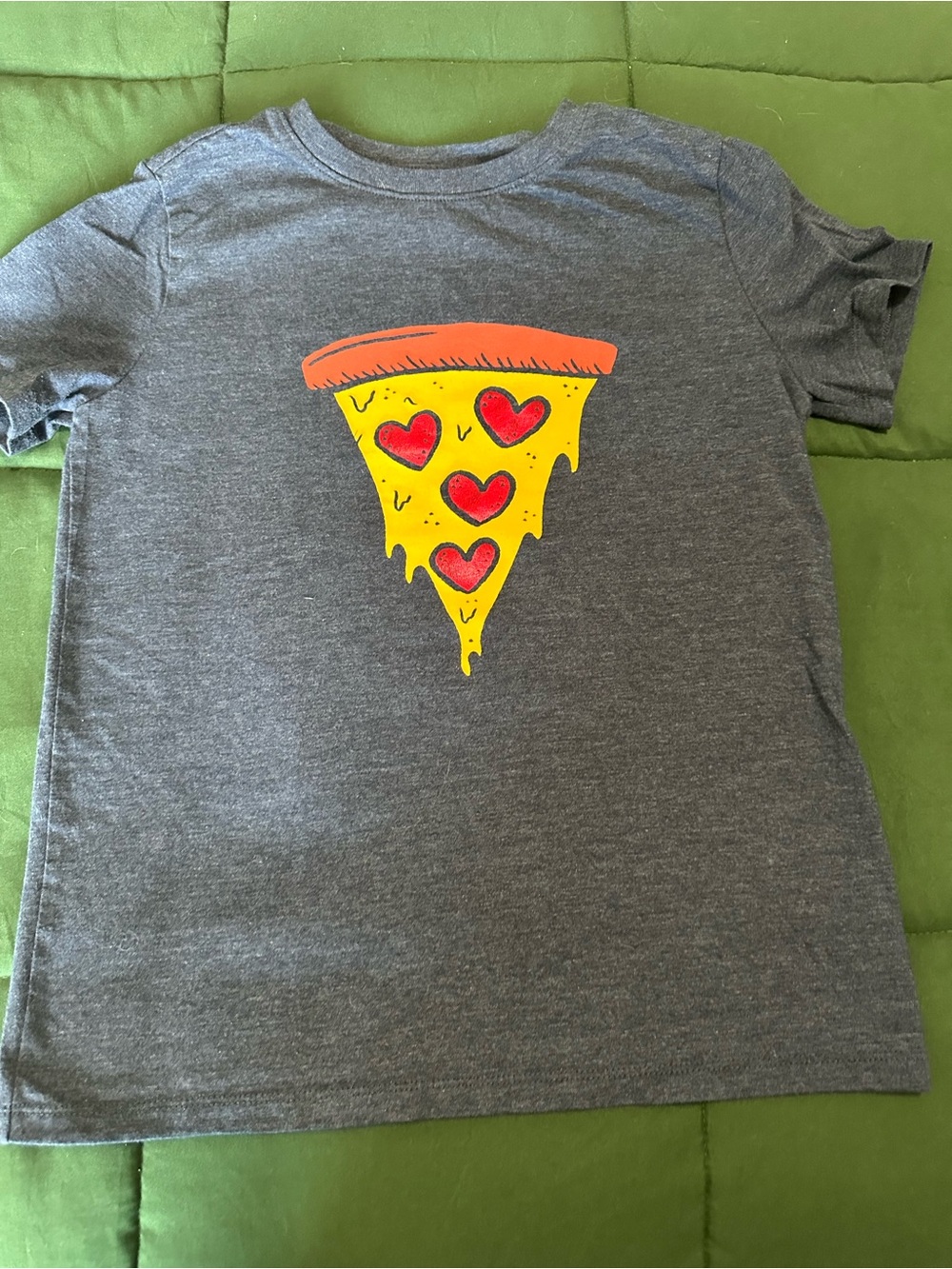 Cat & Jack Gray Tee with Pizza and Red Hearts